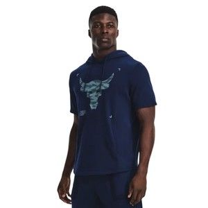 Under Armour Project Rock Terry Short Sleeve Hoodie Academy Blue
